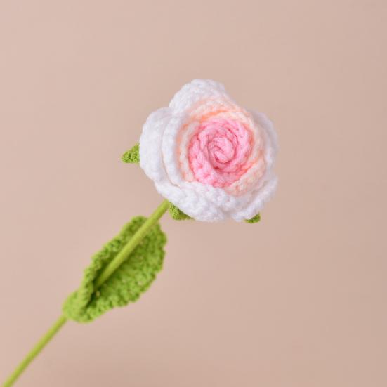 Simulated Flowers Handmade Scented Crochet Fake Flower with Steel Wire
