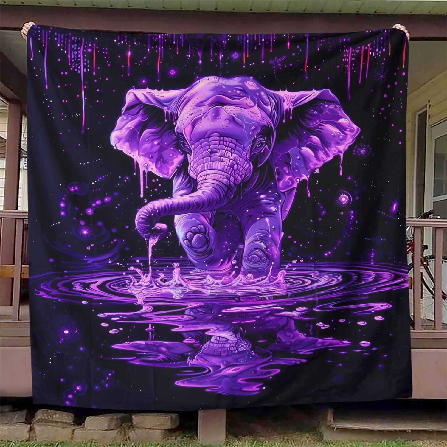 

Cozy Purple Elephant Flannel Throw Blanket - Soft, Warm, and Versatile for Couch, Bed, Office, and Travel 70x100cm