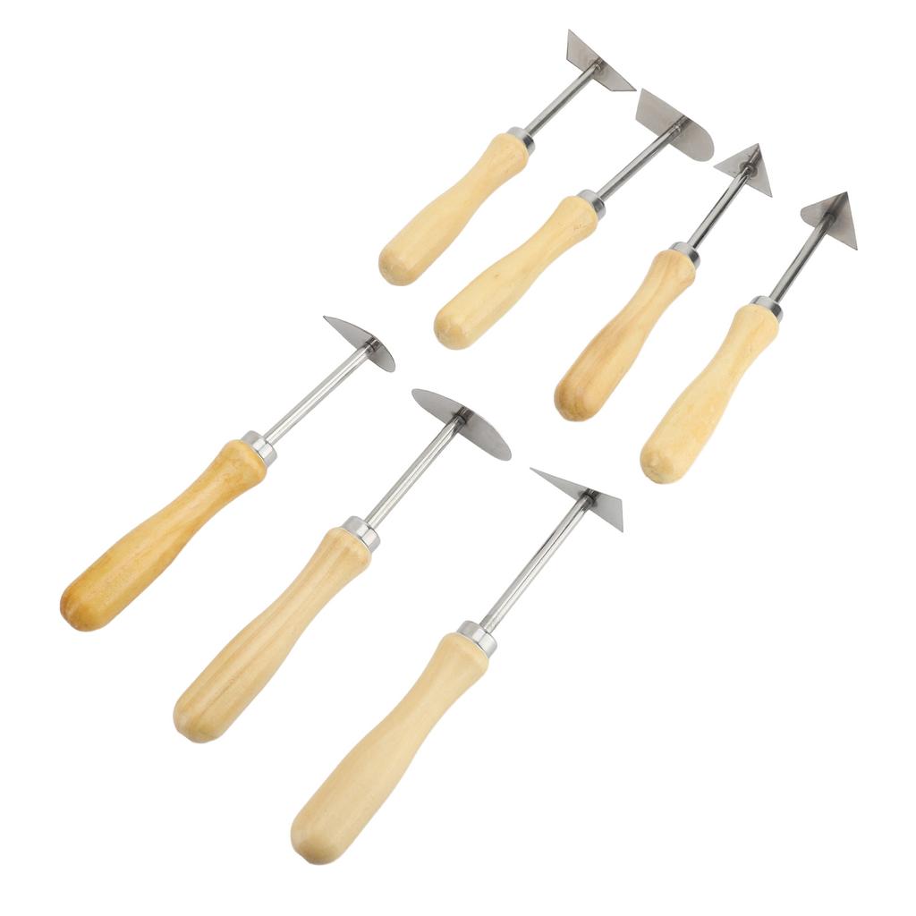 7Pcs Clay Push Pin Fettling Tools Wooden Handle Metal Cutter Ceramic Shaping Carving Tools for Potte