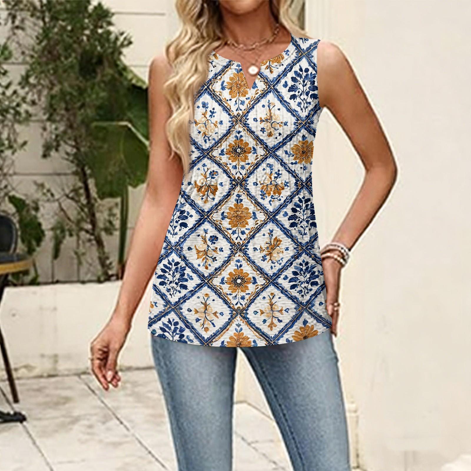

Womens Spring Tops Sleeveless Patchwork V Neck Summer Shirts for Women Casual Loose Fit Lightweight Blouse Womens Summer Shirts S верблюд