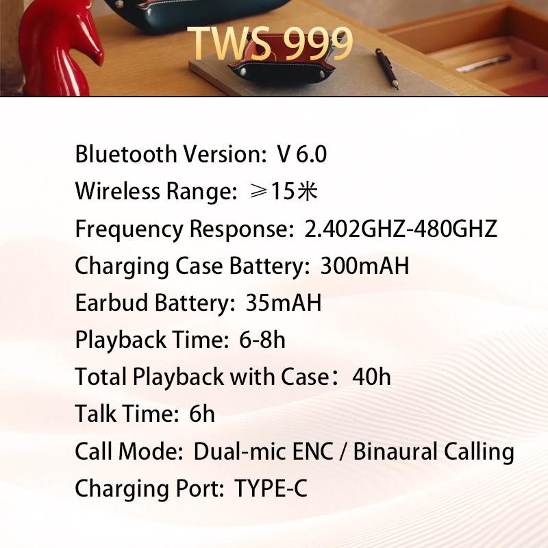 Luxury Leather Design Hifi Stereo Earbuds In-ear Wireless Bluetooth 6.0 Headphone With HD Mic Handsets Noise Reduction Earphones