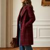 Women's Retro Plaid Casual Mid-Length Wool Coat with Lapel Collar