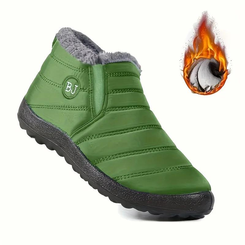 Cozy Men's Plus Size Solid Color Fleece Ankle Boots, Non-Slip Warm Slip-On Winter Boots for Ultimate Comfort