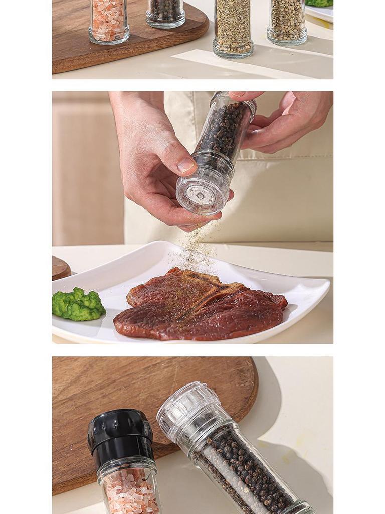 Transparent Glass Manual Grinder for Spices, Cumin, and Peppercorns - Moisture-Proof and Multi-Purpose.