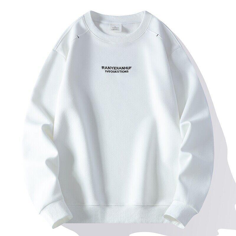 Spring Round Neck Sweater Men Loose Simple Casual Shirt Outdoor Sports Long Sleeve T-shirt Solid Color Fashion Bottoming Shirt