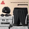 Peak Men's Swim Trunks Set with Anti-Fog Goggles, Cap & Earplugs