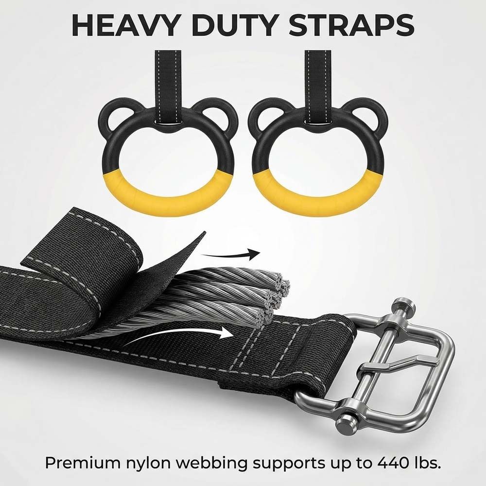 Durable Gymnastic Rings With Straps Fitness Exercise Ring Workout Gea Pull Up Bar Fitness Training