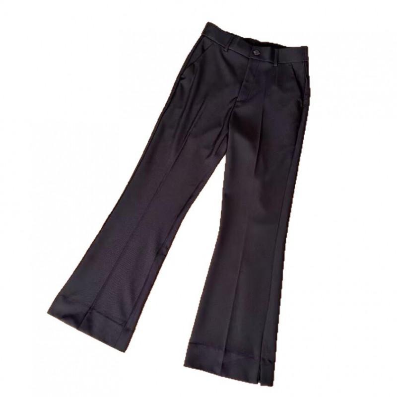 Mens American Style Split Flare Dress Pants Draped Slim Fit Casual Trousers