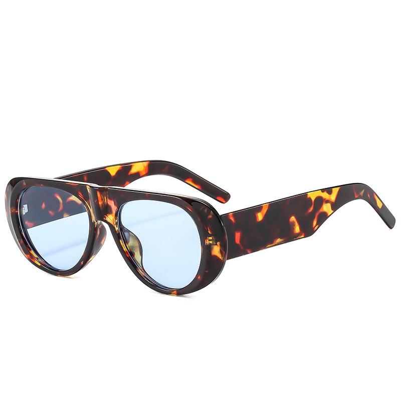 Vintage Big Frame Ellipse Women Square Sunglasses Brand Black Round Cool Men Sunglasses One Piece Designer Pilot Sun Glasses