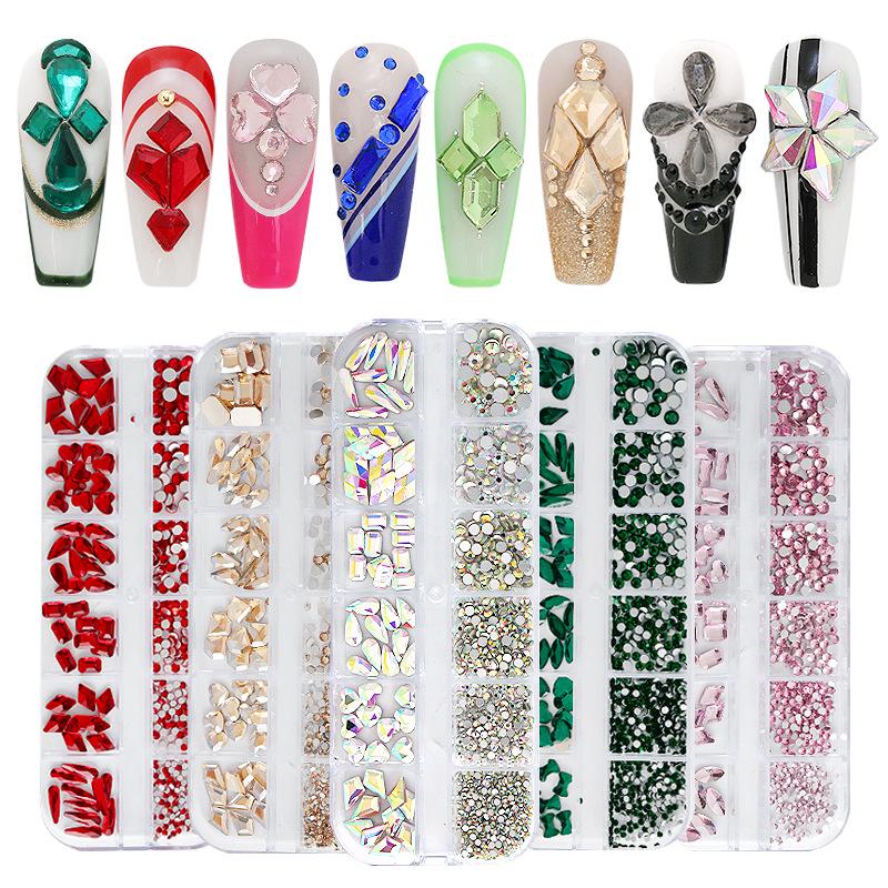 

Nail Art Accessories: 12 Grids of Irregular Flat Back Transparent Glass Diamonds