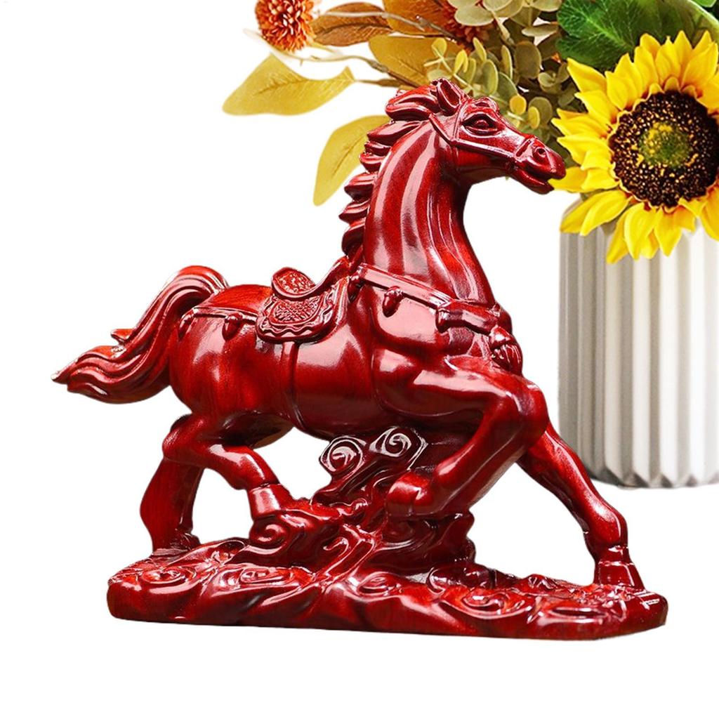 2026 Horse Year Wooden Figurine Wealth & Success Decor Statue for Office Desk Bookshelf, Home Decor for Mantel Entryway
