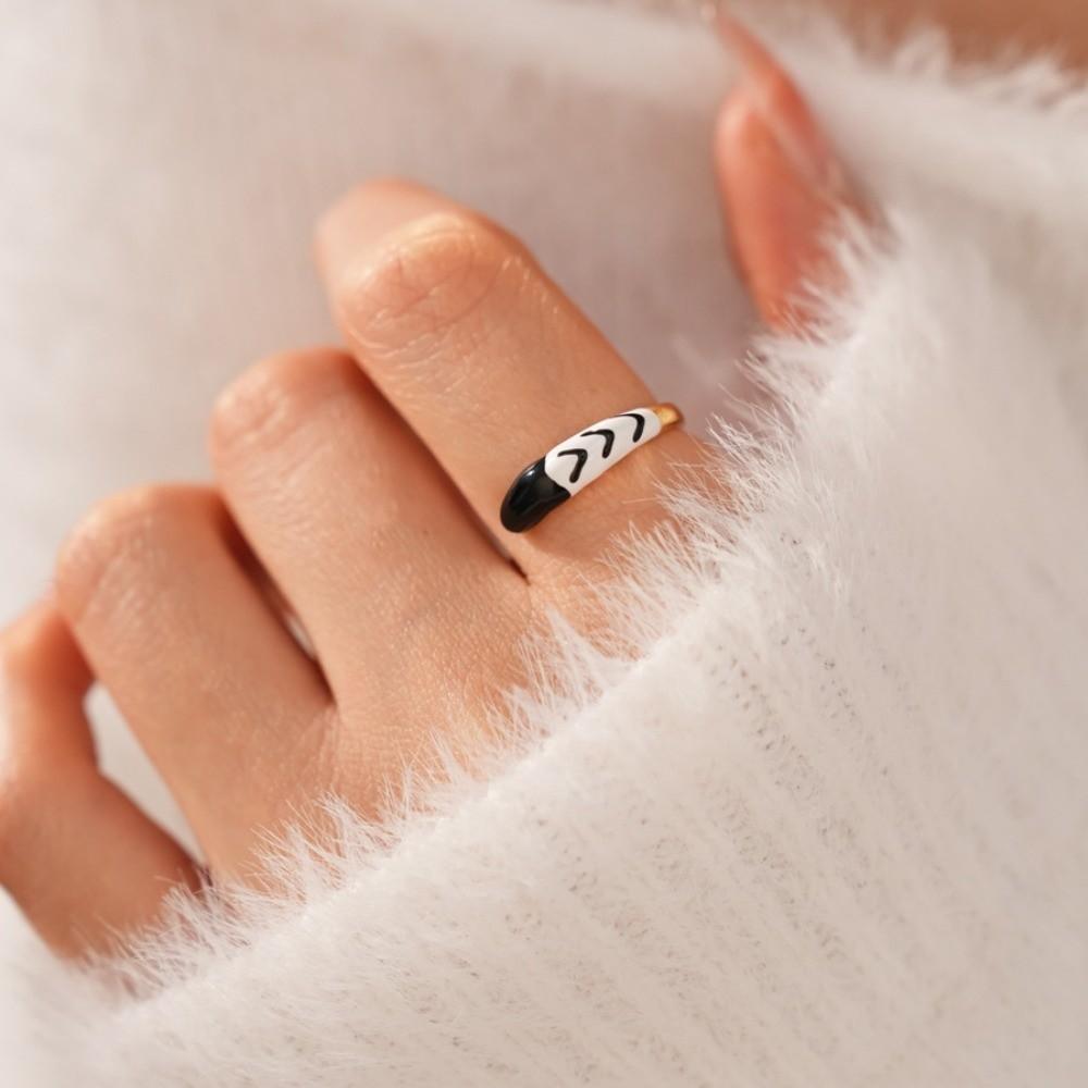 Pony Horse Cartoon Glaze Ring Delicate Opening Finger Ring Aesthetic Animal Horse Ring Set  Lady