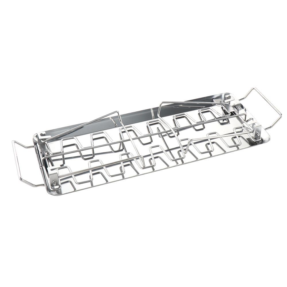 Steel Grilling Basket with Drip Pan BBQ Rib Mesh Clip Chicken Wing Leg Rack Grill Holder Barbecue Accessories BBQ Shelf