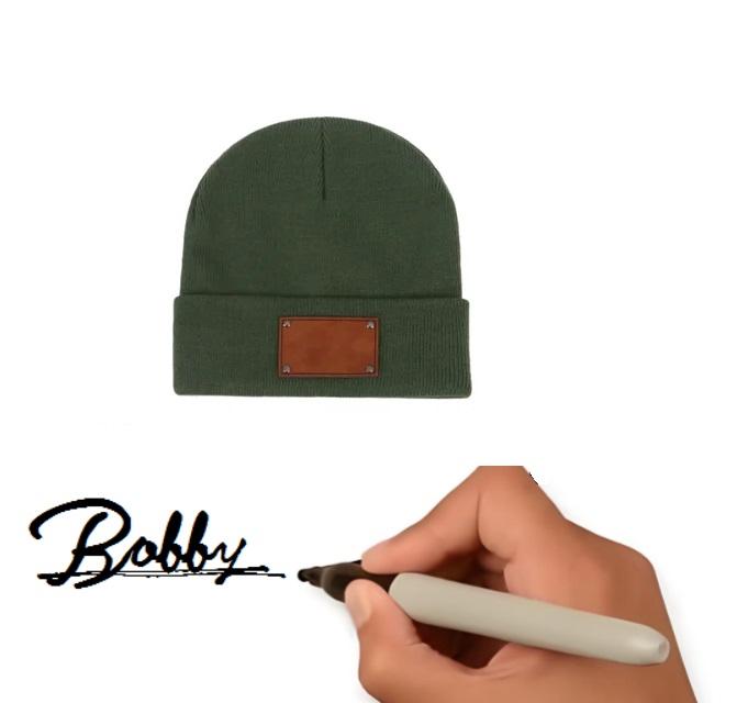 

Winter Beanie Cap with Leather Patch, DIY Logo, Sign Your Name, Knitted Hat, 2-Layer, Warm, Men, Women, Boy, Girl (parent-child) S 0-18Months