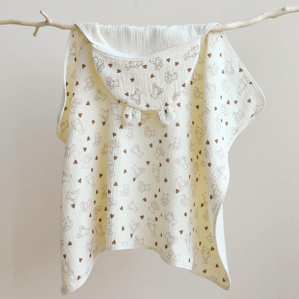 Single Layer Infant Hooded Towel Wrap Blanket Soft Texture Baby Swaddle Cloth  Newborn Care