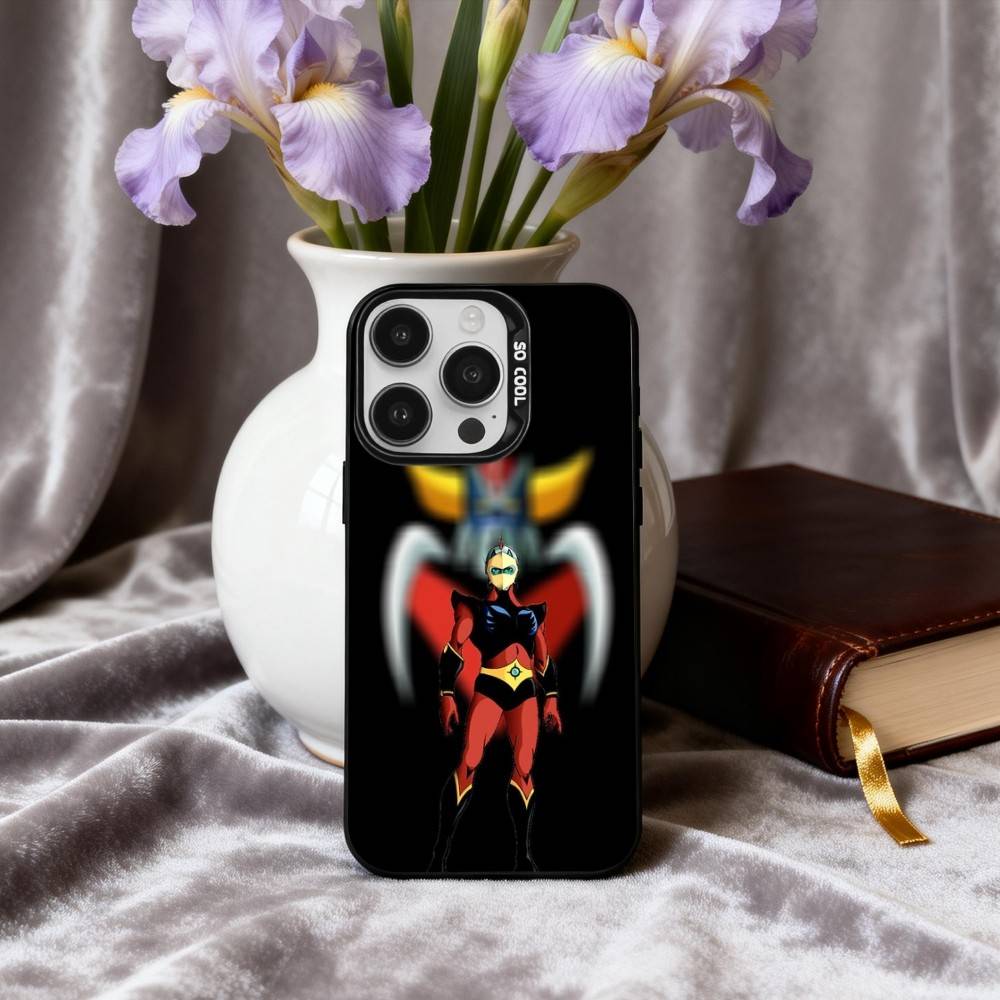 Animation UFO R-Robot-T G-Goldorak-K Phone Case For iPhone17,16,15,14,13,12,11 Plus,Pro Max Black Candy silver phone case