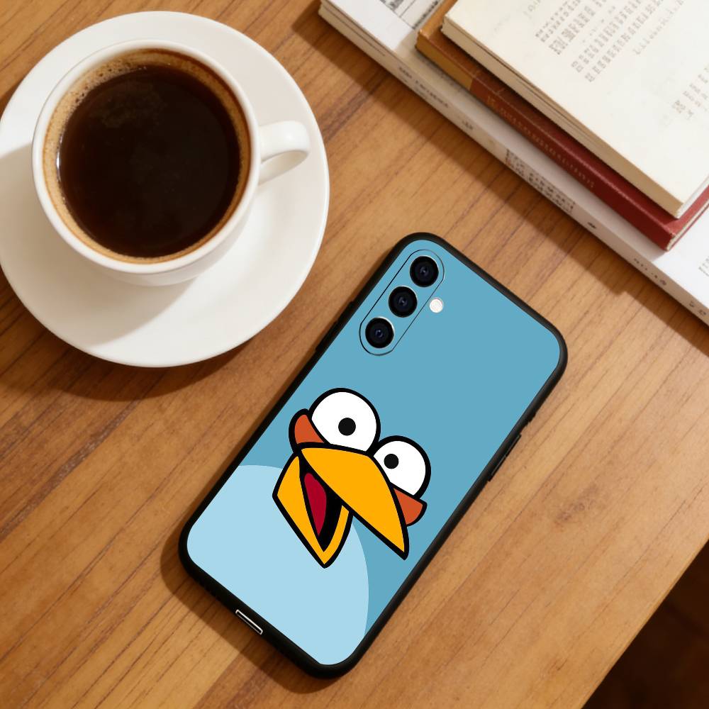 Funny Cartoon A-Angry B-Birds Phone Case For Samsung Galaxy A73,A72,A71,A70,A53,A52,A51,Soft Silicone Black Cover