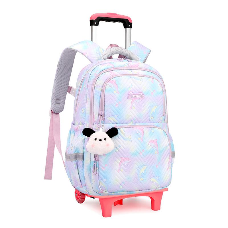 Zaino Scolastico per Bambini con Ruote Borse per Studenti per Ragazze Borsa Trolley Cartella Carina Zaino con Ruote Bambina Ragazze