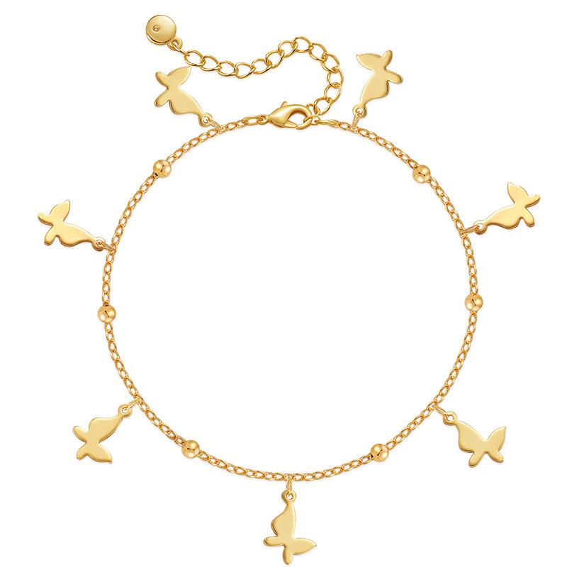 Simple Ins Style 18k Gold Plated Butterfly Copper Women Anklet Foot Jewelry