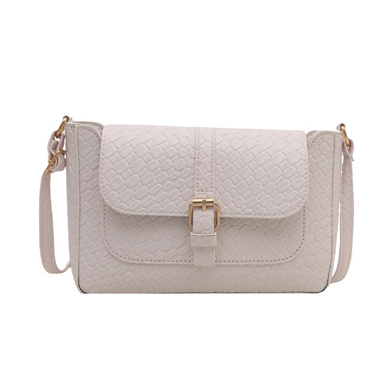 Retro pu women's bag new crocodile pattern shoulder bag temperament solid color small square bag urban simple commuter women's bag