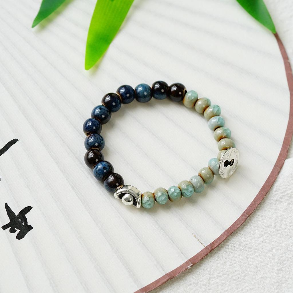 Literary Bracelet Maillard Color Jingdezhen Ceramic Bracelet Female Gift Student National Style Creative National Style Accessories