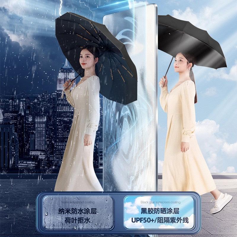 192 bone storm-resistant umbrella, enlarged, thickened and reinforced automatic umbrella, boys folding sun umbrella, women's shading and sun protectio