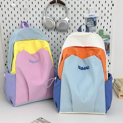 Casual Backpack Junior High School Female Student Schoolbag Ins Large Capacity Couple Travel Backpack High Value Contrasting Color Backpack
