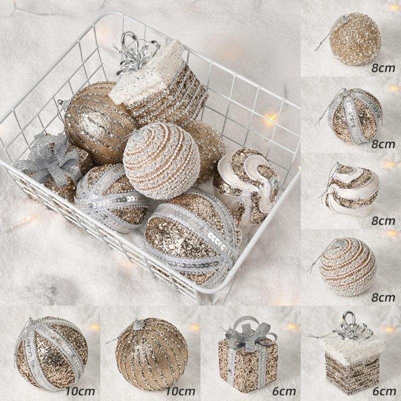 8Pcs Glittering Christmas Ball Ornament Shatterproof Decorative Baubles Christmas Tree Decorations For Wreath Door Wall