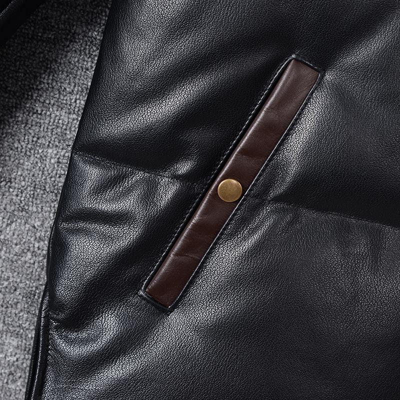 Thick Men Cowhide Leather Jacket Warm Genuine Cow Leather Duck Down Coat For -25~0 Degree Winter Clothing