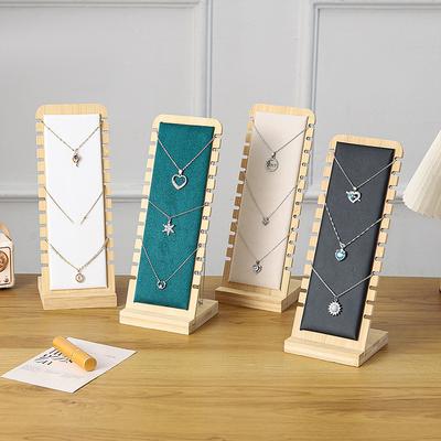 Mode Holz Halskette Display Stand Große Kapazität Anhänger Armband Fußkettchen Lange Kette Schmuck Lagerung Rack Zähler Schaufenster Prop