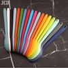 JCD 1pc Soft Silicone Food Grade Long Handled Heat-Resistant Soup Spoon For Stirring Eating Cooking Tableware Accessories