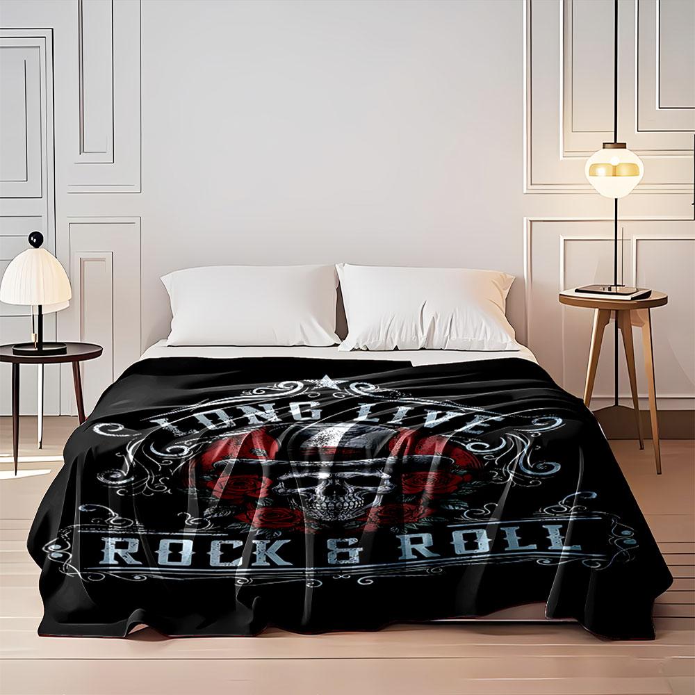 Rock & Roll Skull Blanket for all seasons blanket lunch break throw gift