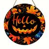 Round Pumpkin Head Art Decoration 2D Wreath Sign Door Decor Hanging Pendant  Garden