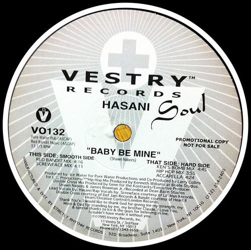 

12inch Record HASANI Baby Be Mine VO132PROMO Vestry Records 1995 US Rap HipHopRB Used