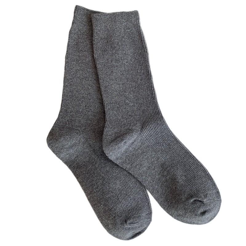 Chaussettes Coton Pur Gris Chaussettes à Empiler Saison Double Aiguille Sans Couture Couleur Unie Absorbant la Transpiration et Désodorant Coton Chaussettes Mi-Haut