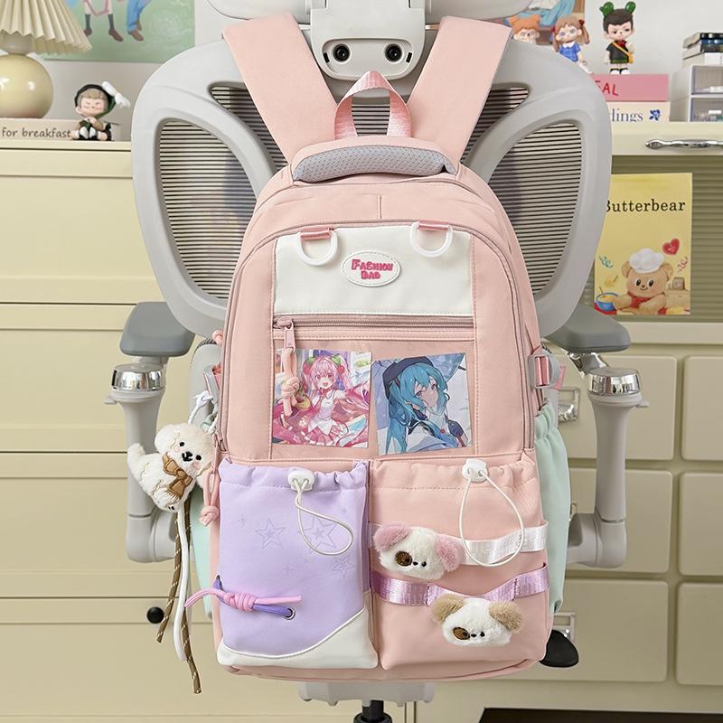 New Sweet Preppy Style Ulzzang Ita Bag Harajuku Fashionable And Cute School Bag Women S Large Capacity Cartoon Backpack 46X30X18CM розовый