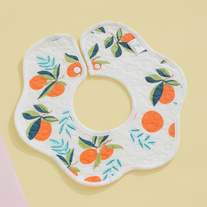 Class A Newborn Baby Saliva Towel Crepe Waterproof Petal Bib Autumn Winter Children Eating Cartoon Cotton Bib
