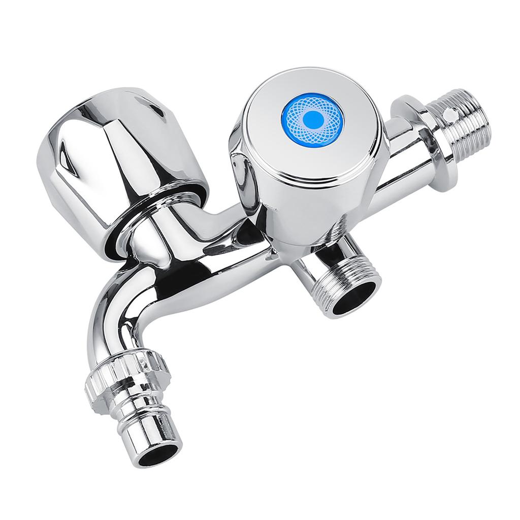 Electroplating Plastic Washing Machine Cold Water Faucet Sink Basin Water Tap with Double Spout & Shutter Handle G1Celsius2