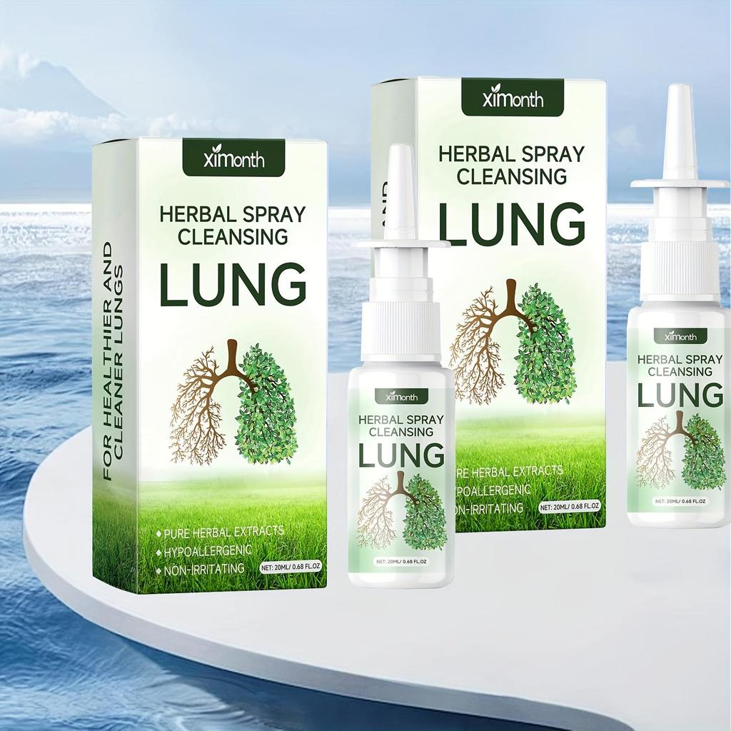 Ximonth Spray do Oczyszczania Płuc Naturalny Ekstrakt Roślinny Nawilżający Układ Oddechowy Łagodny Oczyszczający Płuca Długotrwała Pielęgnacja Ziołowy Spray do Oczyszczania Płuc