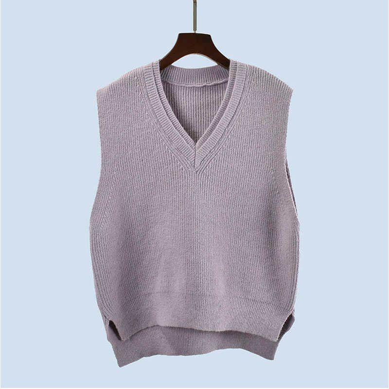 Large Vest Thick Loose Waistcoat Sleeveless Vest Autumn and Winter All-Matching Outerwear Thermal Knitting Sweater Women's Bandage Dress