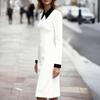 Women's Classic Color-blocking Long-sleeved Slimming Mid-length Dress