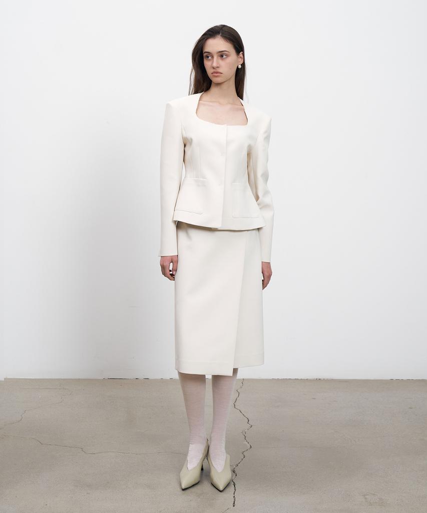 Rene J Unbalanced Slit Wrap Skirt