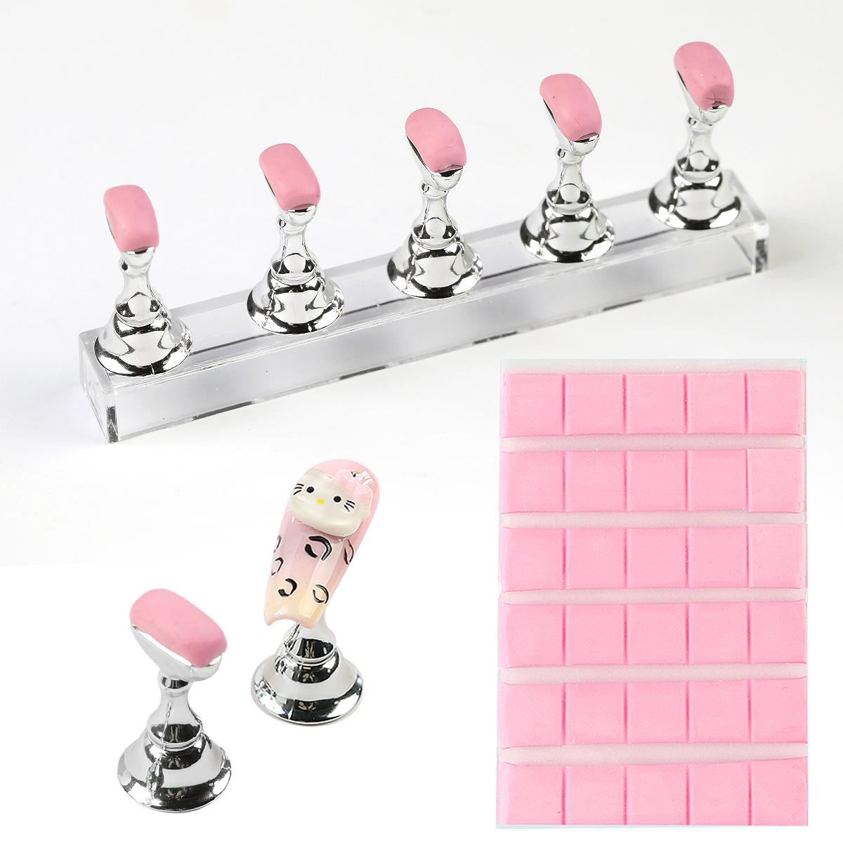 

New 30Pcs PInk Green Nail Adhesive Glue Clay Reusable Tacky Gel,Use With Nail Art Practice Stand Manicure Tools Supplies