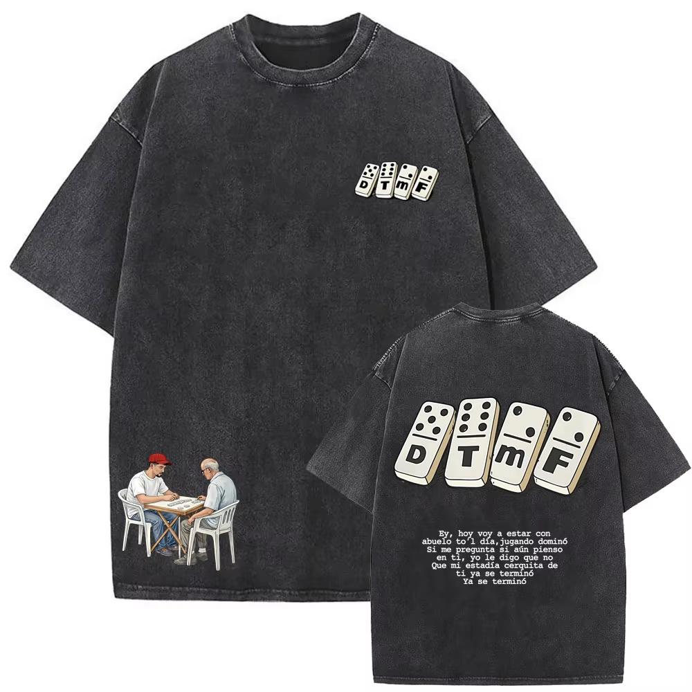Washed Vintage Rapper Bad Bunny T-shirt DeBi TiRAR MaS FOToS DTMF World Tour T Shirt Gothic Cotton Oversized T-shirts