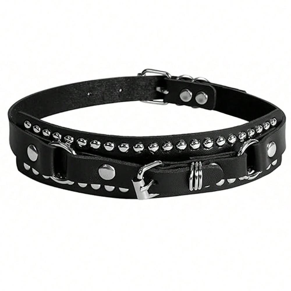 Modisches Punk-Style Hip-Hop Nieten Halskette und Kragen, Geeignet für Männer und Frauen, Gothic Kleidung black