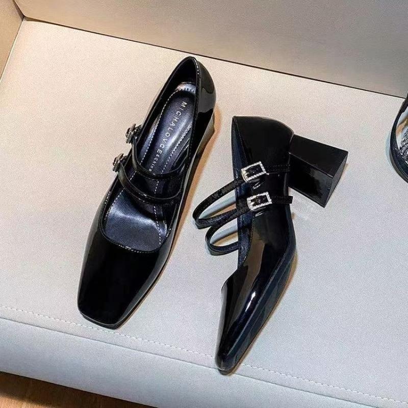 Fashion Women's Fashion Thick Heel Shoes Spring New Square Head Shallow Mouth Anti-slip Wear-resistant High Heels