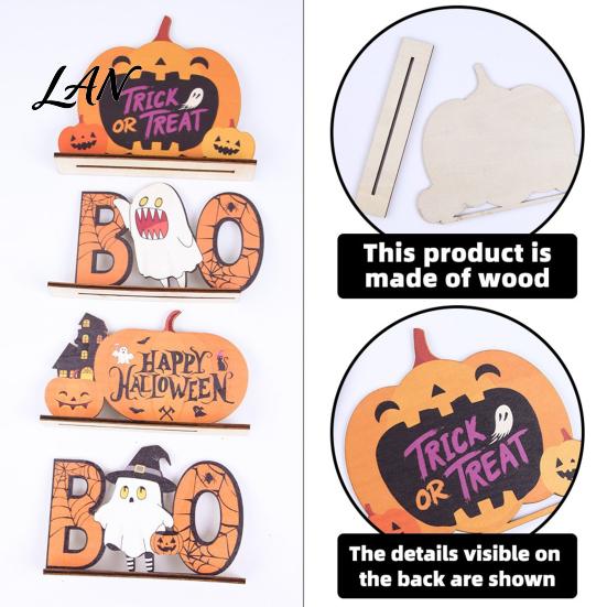 Halloween Home Festive Decor Wooden Table Sign, Cute Pumpkin Boo Ghost Centerpiece Tabletop for Indoor Mantel Fireplace Decorative Fall Sign