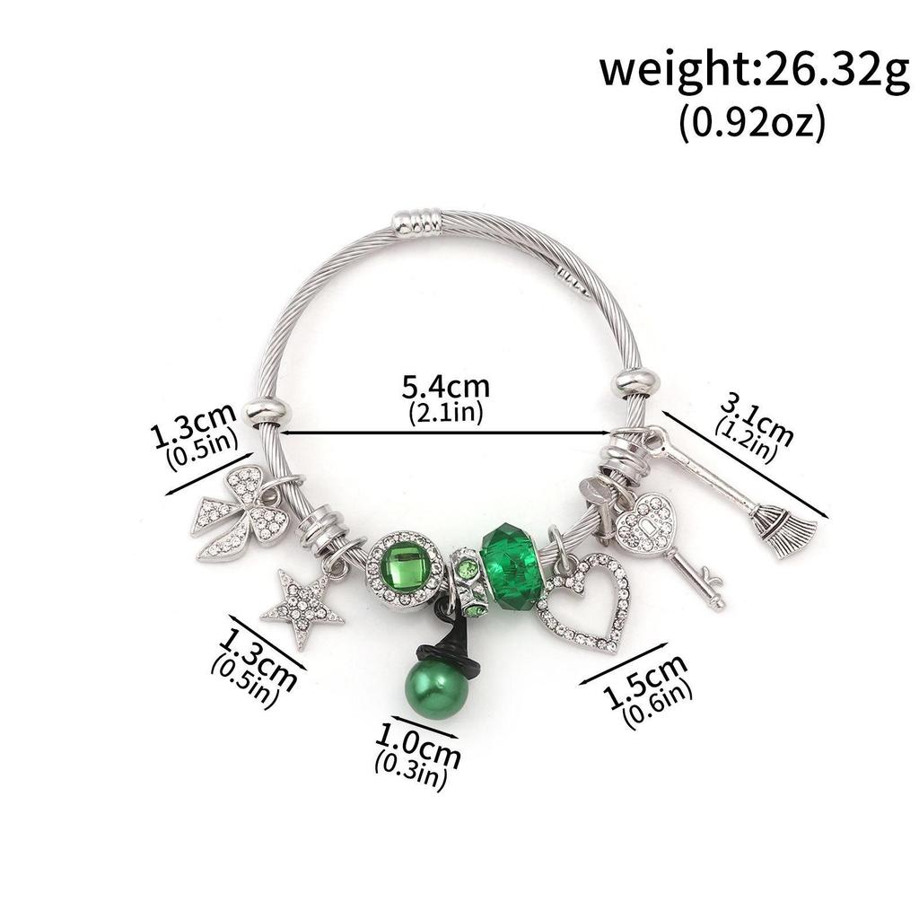 Enchanted Witch's Good Friend Bestie Bracelet with Magic Hat, Staff, and Crown Necklace