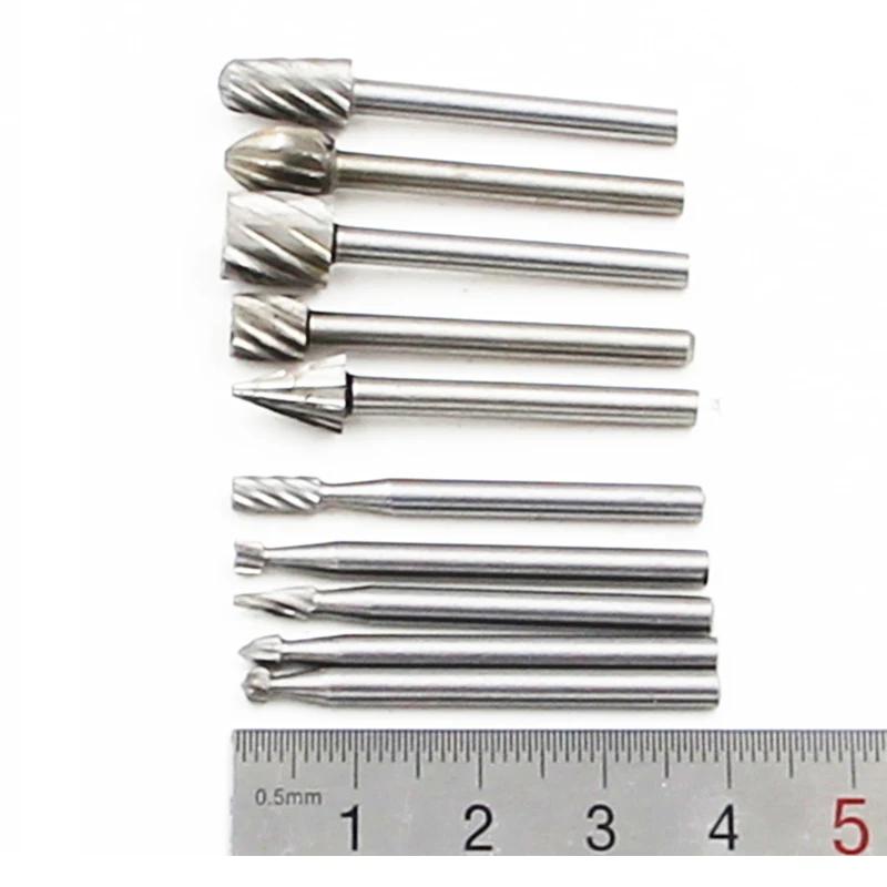 1/8" (3mm) Shank High Speed Steel Rotary Files Burrs Wood Milling Rotary File Burr Set for DIY Woodworking Carving