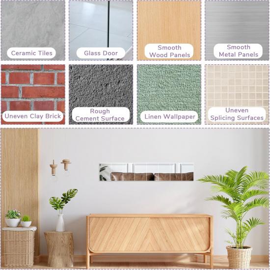 8 Pcs Shatterproof Plastic Mirrors, Self Adhesive Acrylic Mirror, Acrylic Mirror Sheet, Small Flexible Mirror Sheet with Soft Round Corner, Double